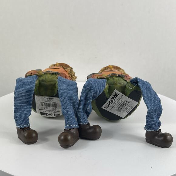 (2) Halloween Pumpkin in Jeans Figurine Shelf Sitter 3.5" Whimsical Decor - Picture 6 of 8
